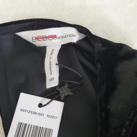 NWT BCBG | BCBGENERATION BLACK VELVET CONTRAST HEM SHEER BLOUSE WOMEN'S XXS - Picture 7 of 11